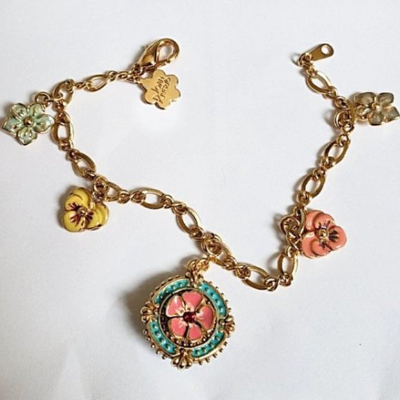 Joan Rivers Jewelry - Joan Rivers Gold Pansy Charm Bracelet - Reversible